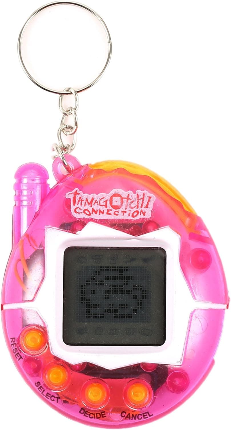 Cnlinkco Tamagotch Electronic Tiny Pet Toy, Child Nostalgici Virtual Cyber Game Machine Mini Pet Funny Game Machine with Keychain (Transparent)
