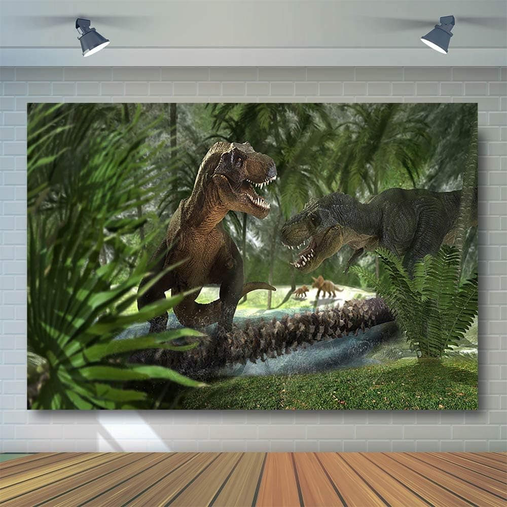 COMOPHOTO Dinosaur World Park Party Backdrop 7x5ft Jungle Safari Birthday Party Banner Photo Background for Animals Cake Table Decorations Photobooth Props