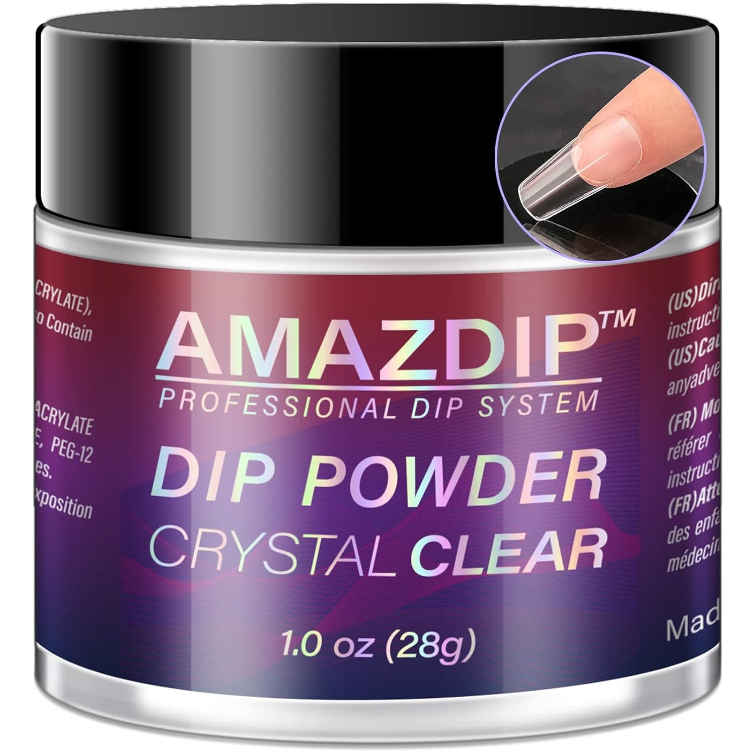 Natural Clear/ Translucent Nail Dip Powder 1oz, AMAZDIP Pro Dipping Nail System for Salon/Home, D1018
