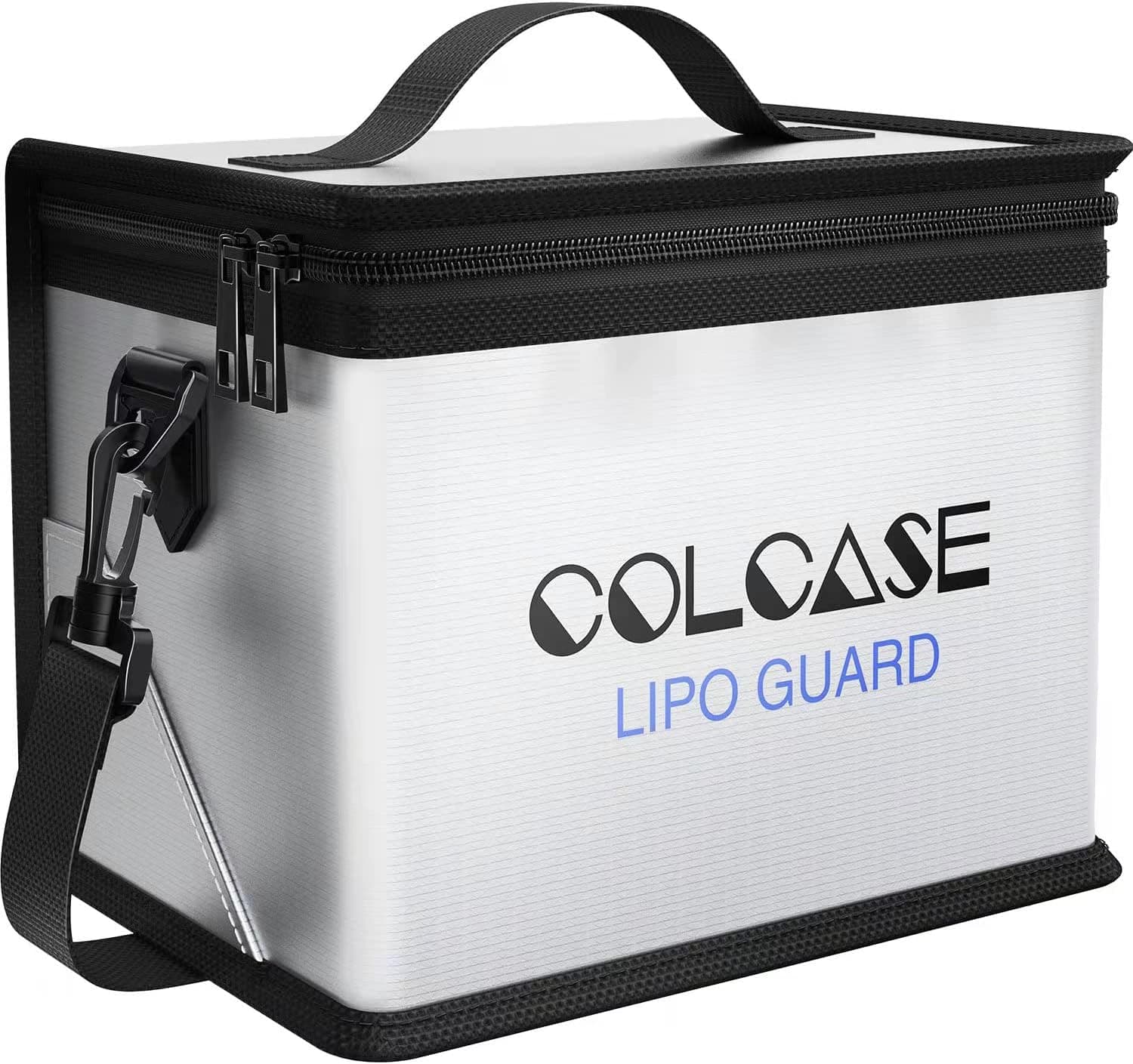 COLCASE Fireproof Explosionproof Lipo Safe Bag for Lipo Battery Storage and Charging, Large Space Highly Sturdy Double Zipper Lipo Battery Guard (8.46x5.7x6.5 in)