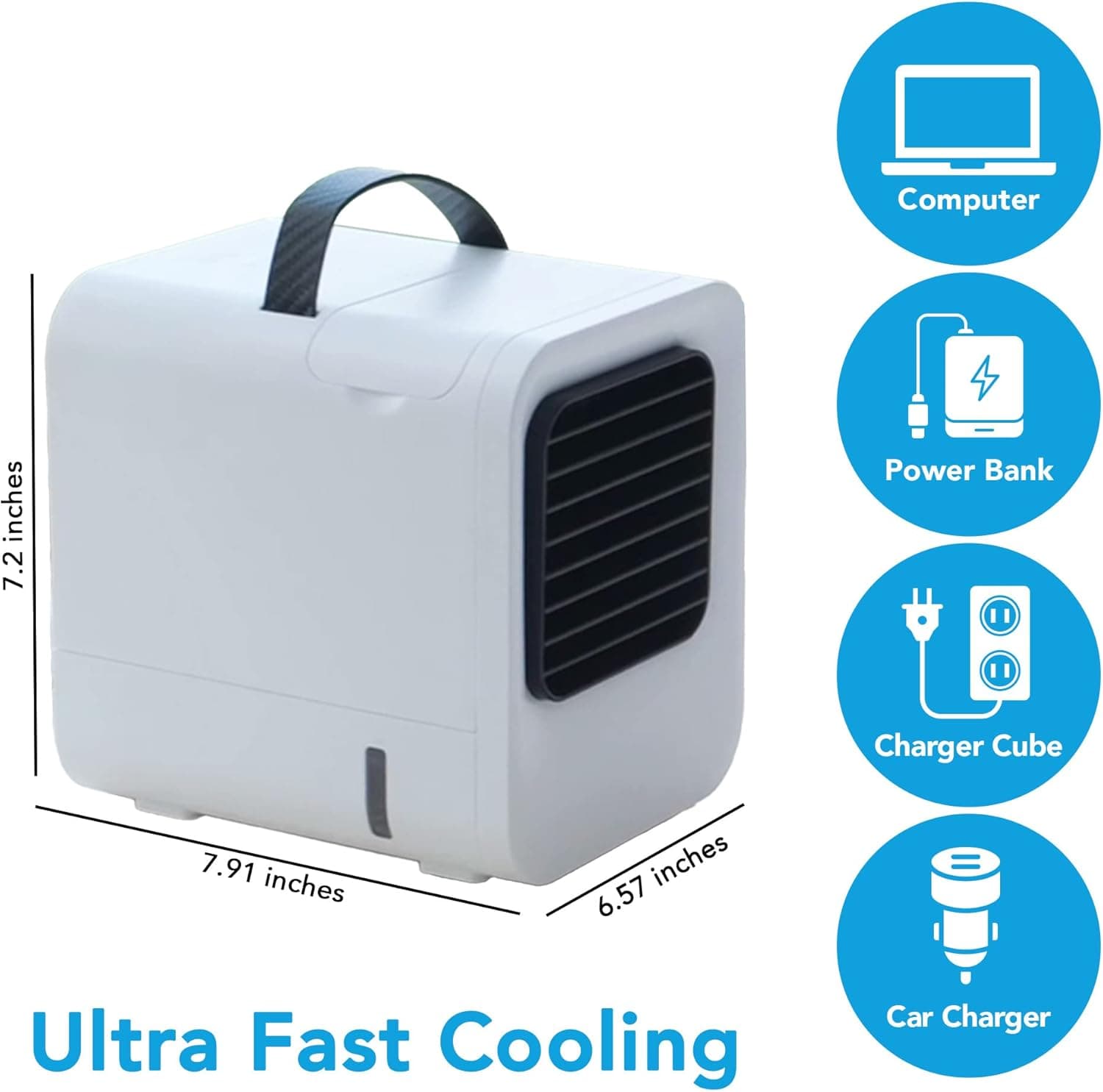 COOLEEZ Portable Cooling Fan, Evaporative Mini Air Conditioner, Personal Air Fan, Powerful, Quiet, Lightweight, Small AC for Room, Desk, Tent, Car & More, No Window Needed