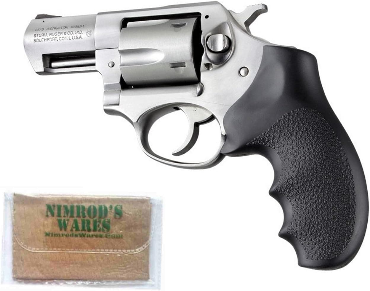 Hogue Rubber Grip Textured Compatible with Ruger SP101 81000 + Nimrod's Wares Microfiber Cloth