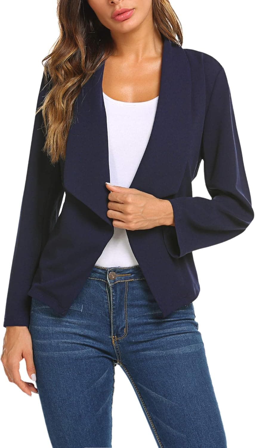 Grabsa Women's Casual Work Office Blazer Long Sleeve Open Front Cardigan Jacket Suit