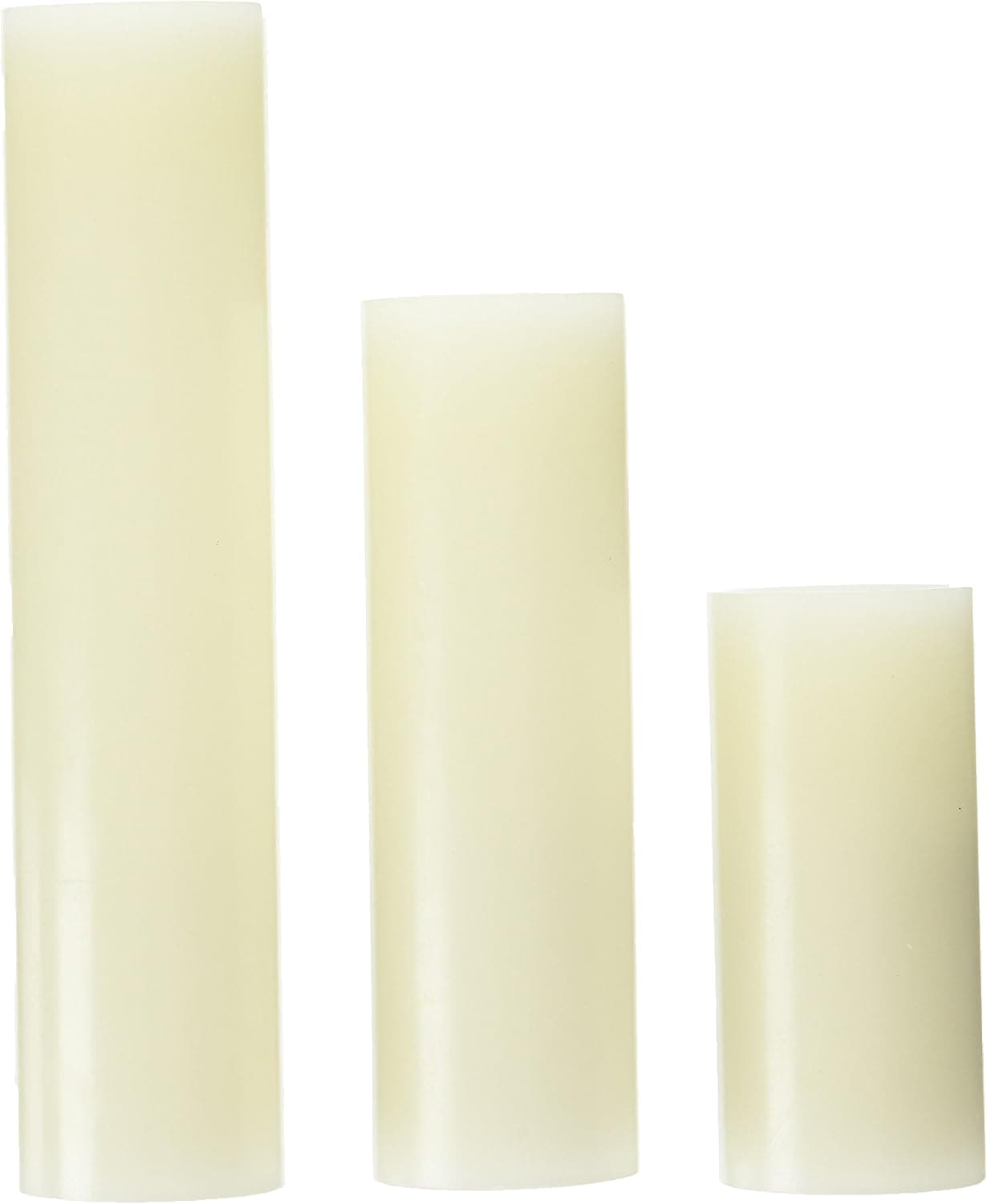 Inglow CGT63538CR3 Plastic Slim Pillar LED Flameless Candle Cream, 3-Pack