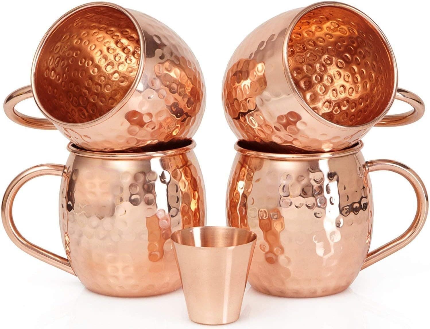 Moscow Mule Mugs - Set of 4-100% HANDCRAFTED - Food Safe Pure Solid Copper Mugs - 16 oz Gift Set (12)