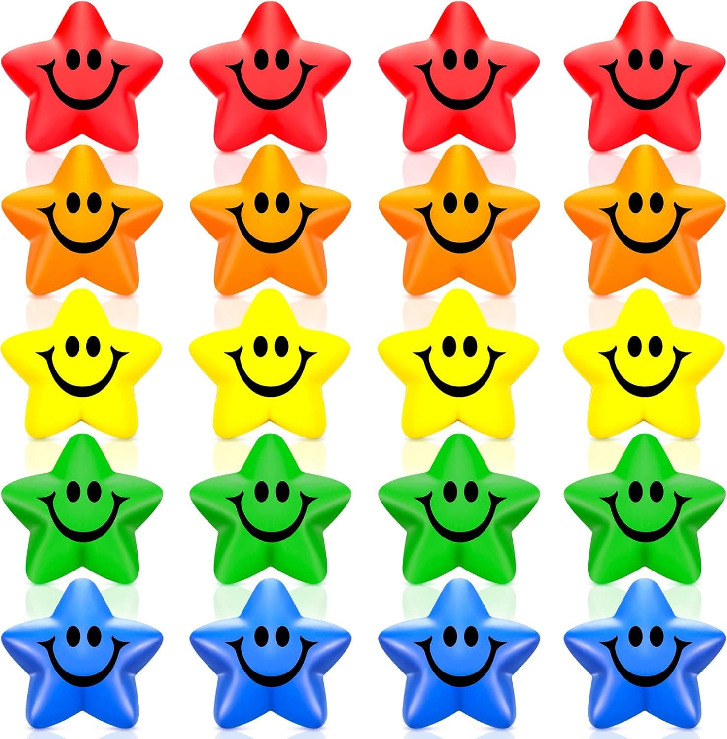 20 Pieces Star Smile Face Stress Balls Mini Star Foam Balls Star Stress Relief Smile Funny Face Toys for School Carnival Game Reward Student Prizes Party Decoration, 5 Colors