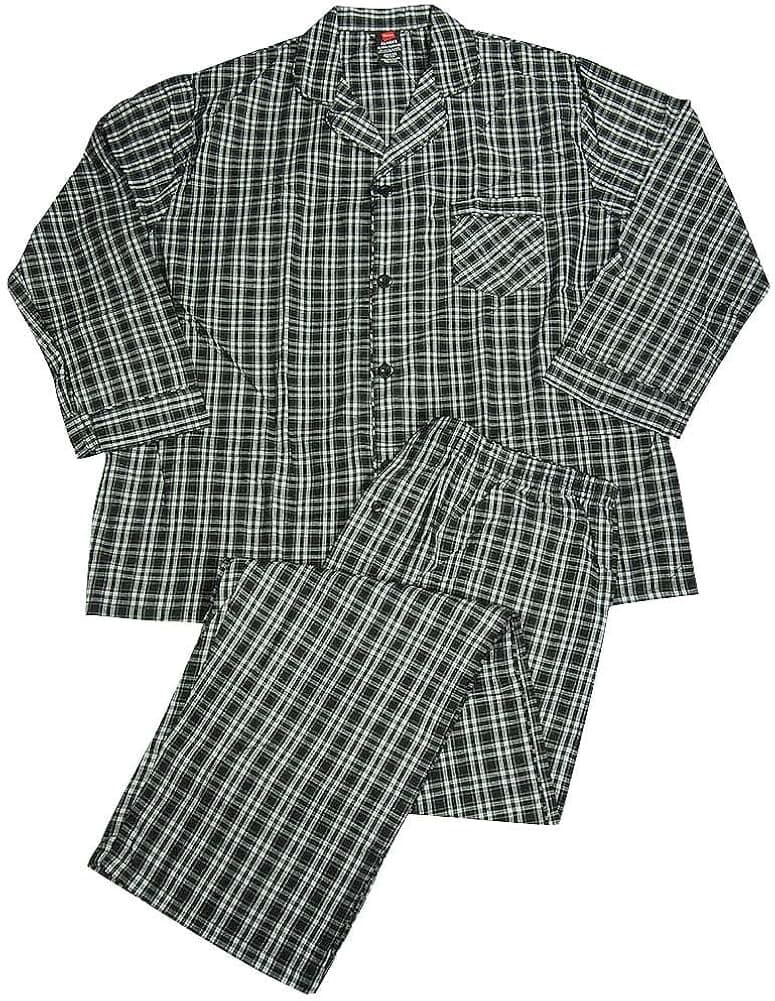 Hanes Men's Woven Plain-Weave Pajama Set