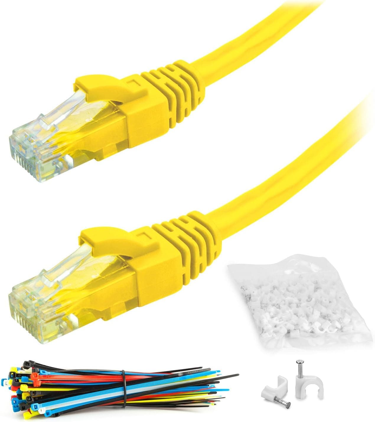 CAT6 Snagless | 125 FT | Yellow | Network Ethernet Patch Cable + Cable Ties