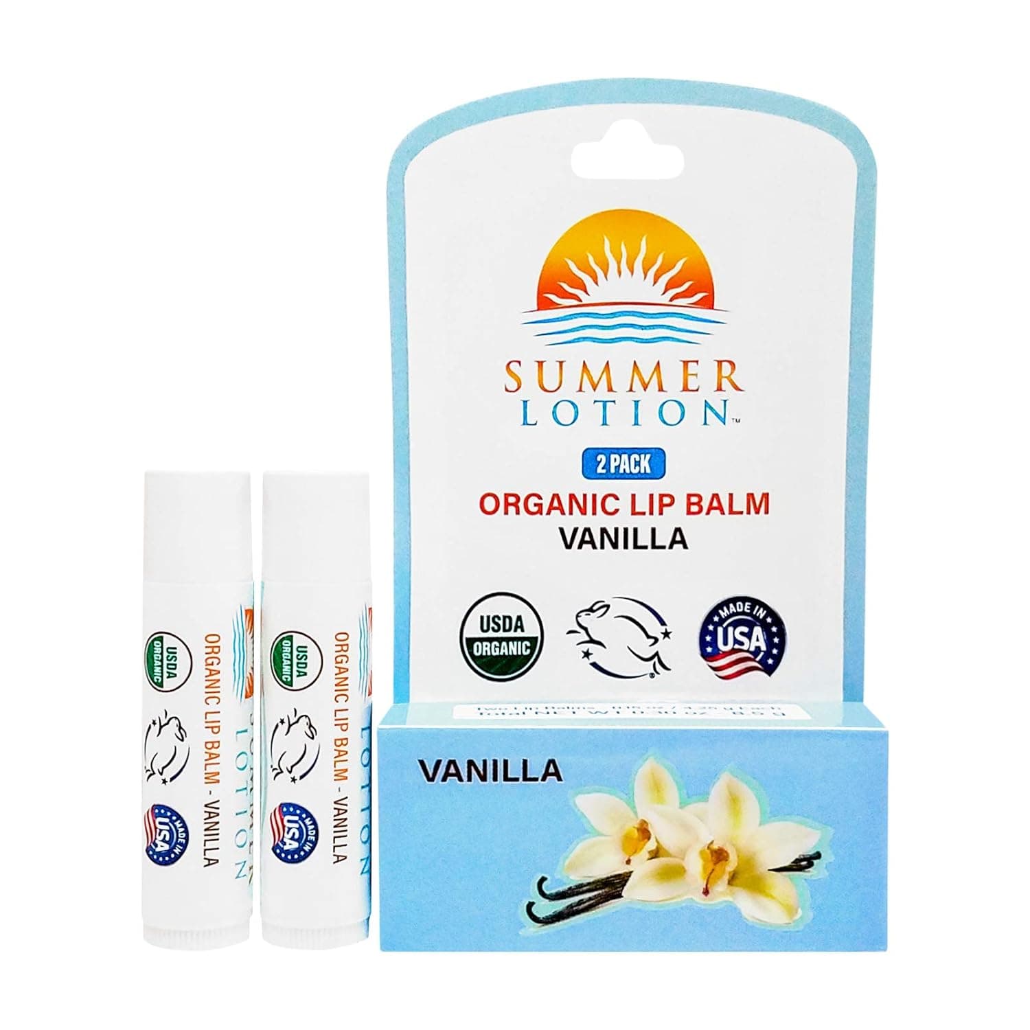 Summer Lotion – Organic Lip Balm, Vanilla (2-Pack)
