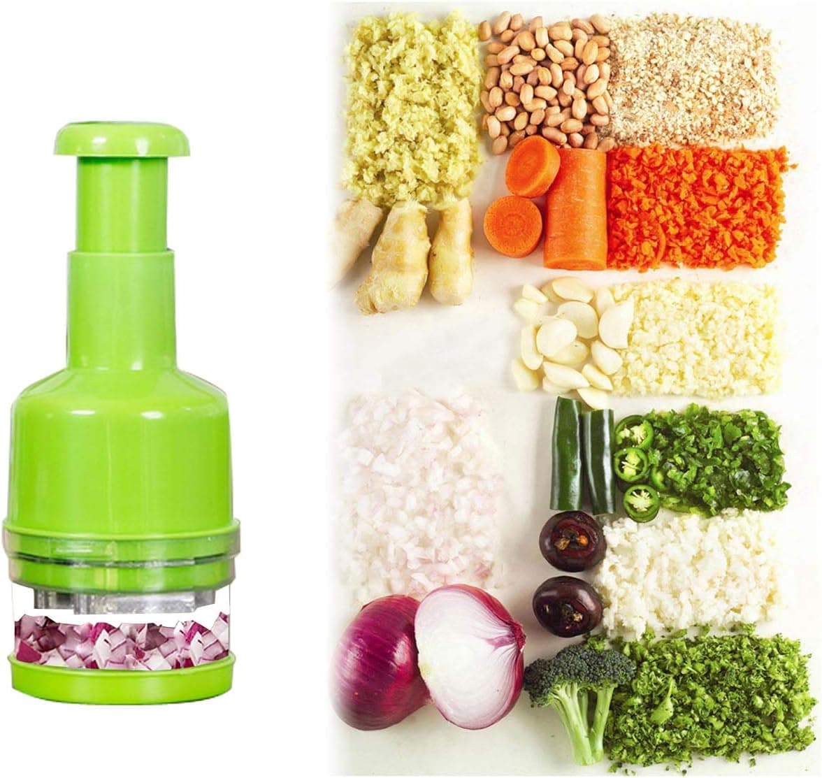 Genleas Onion Chopper, Vegetable Slicer, Fruit and Cheese Cutter (Green)