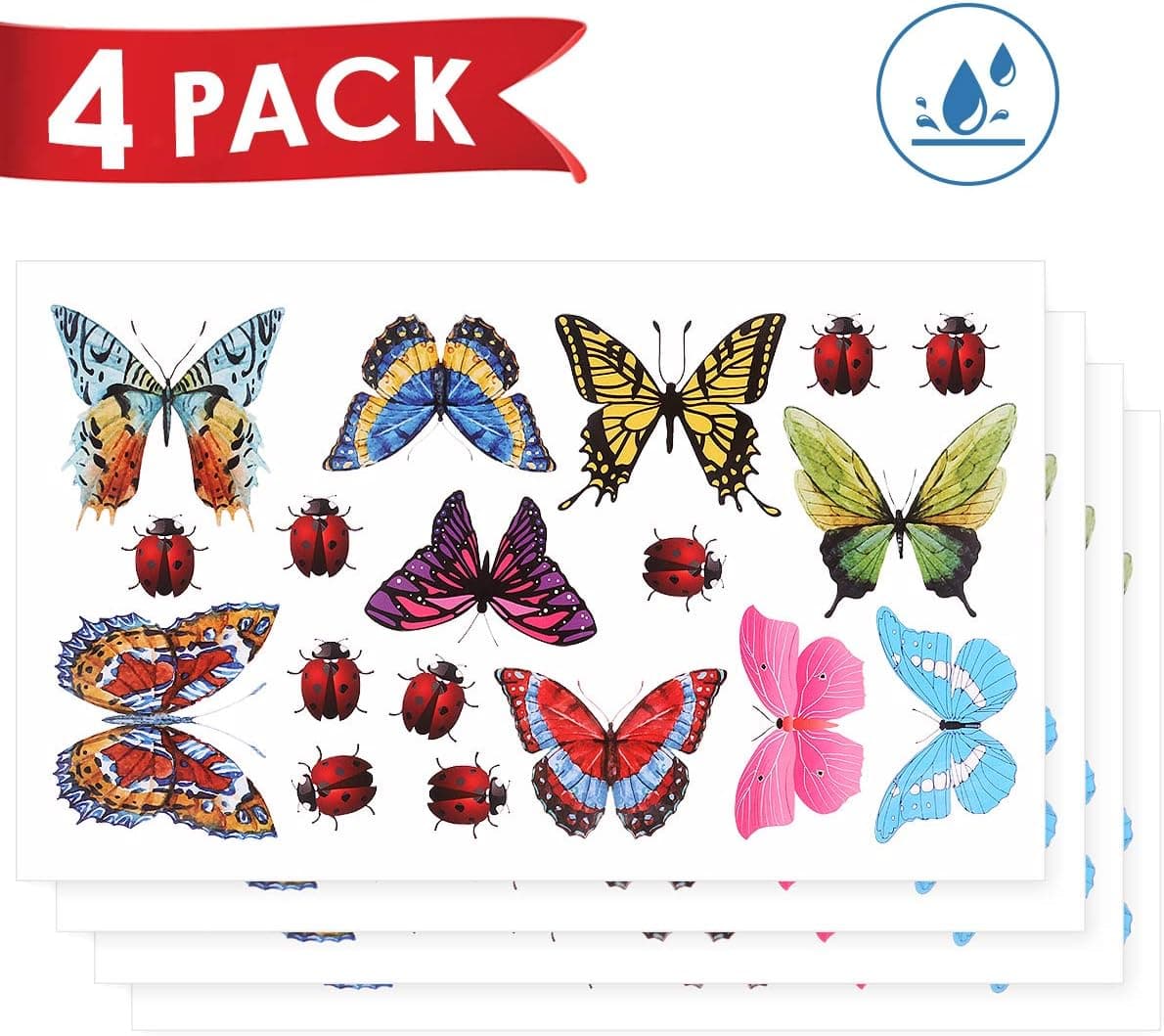 Window Clings,Colourful Non-Adhesive Stickers Decals to Prevent Bird Strikes on Window Glass - Set of 36 Butterflies & 36 Ladybird