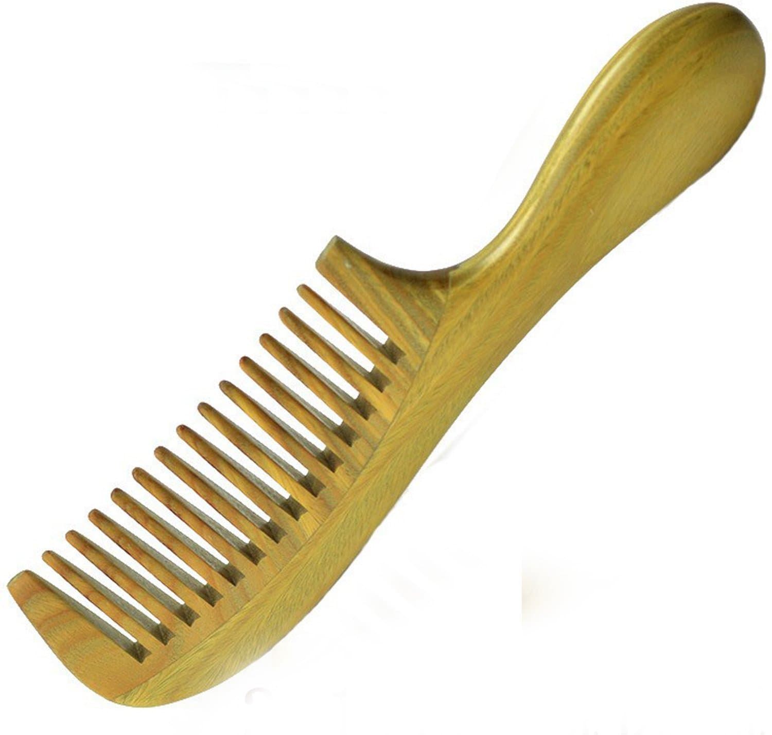 Outop Handmade 100% Green Sandalwood Wood Comb (Wide Tooth)