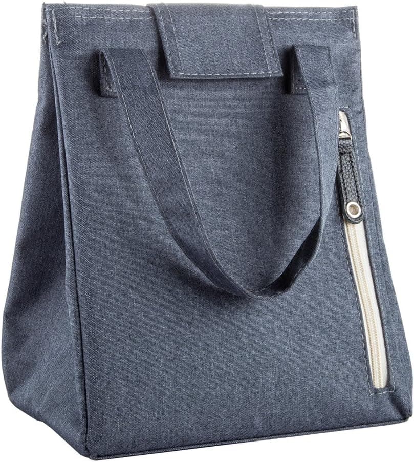 Lunch Bag Thermal Insulated Lunch Box Stylish Lunch Food Handbag Container Organizer for Office Women Men Student Kid Teen Roomy Lunch Tote with Zip Pocket Wide Handle Cooler Bag (Blue)