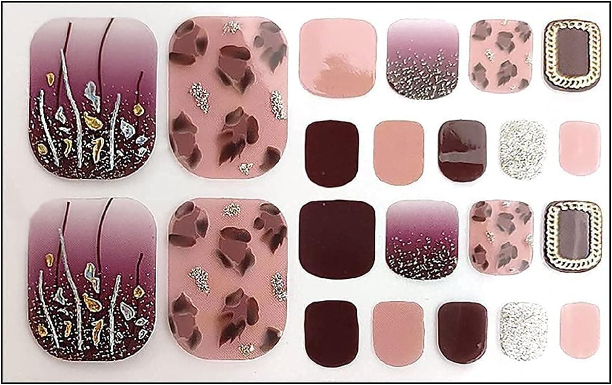 Tuscom Summer Fashion Toe Nail Stickers, Gradient Adhersive Waterproof Long Lasting Nail Art Decals for Manicure Toenail Wraps Stickers DIY Hot Stamping Toe Nails Stickers Manicure Decals Nail Foil
