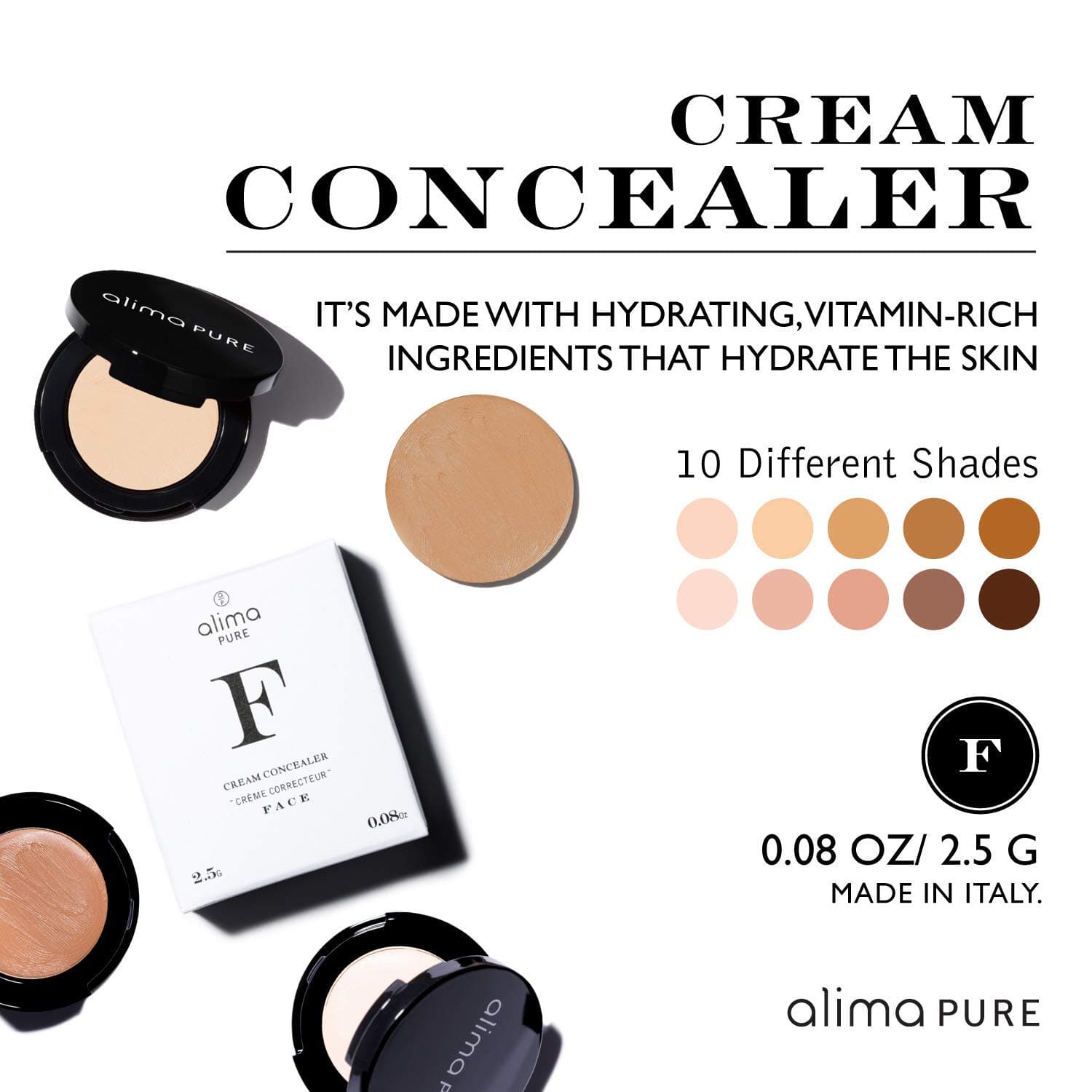 Alima Pure - Cream Concealer with Squalane, Avocado Oil, Beeswax, & Shea Butter - Full Coverage Concealer Makeup - Under Eye Concealer for Dark Circles or Concealer Full Coverage - Echo .08 oz/ 2.5 g