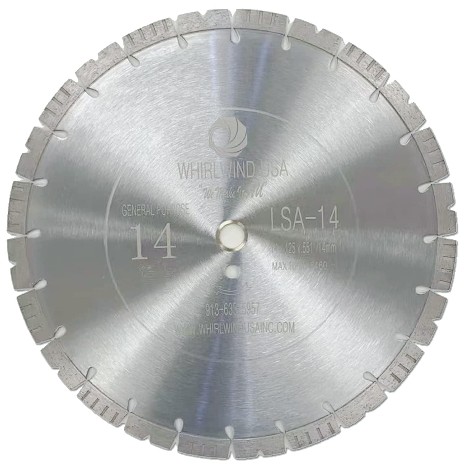 Whirlwind USA LSS Upgraded Version 14 inch Diamond Saw Blade Dry or Wet Cutting for Concrete Stone Brick Masonry,1"-20mm Arbor with 14 mm Segment
