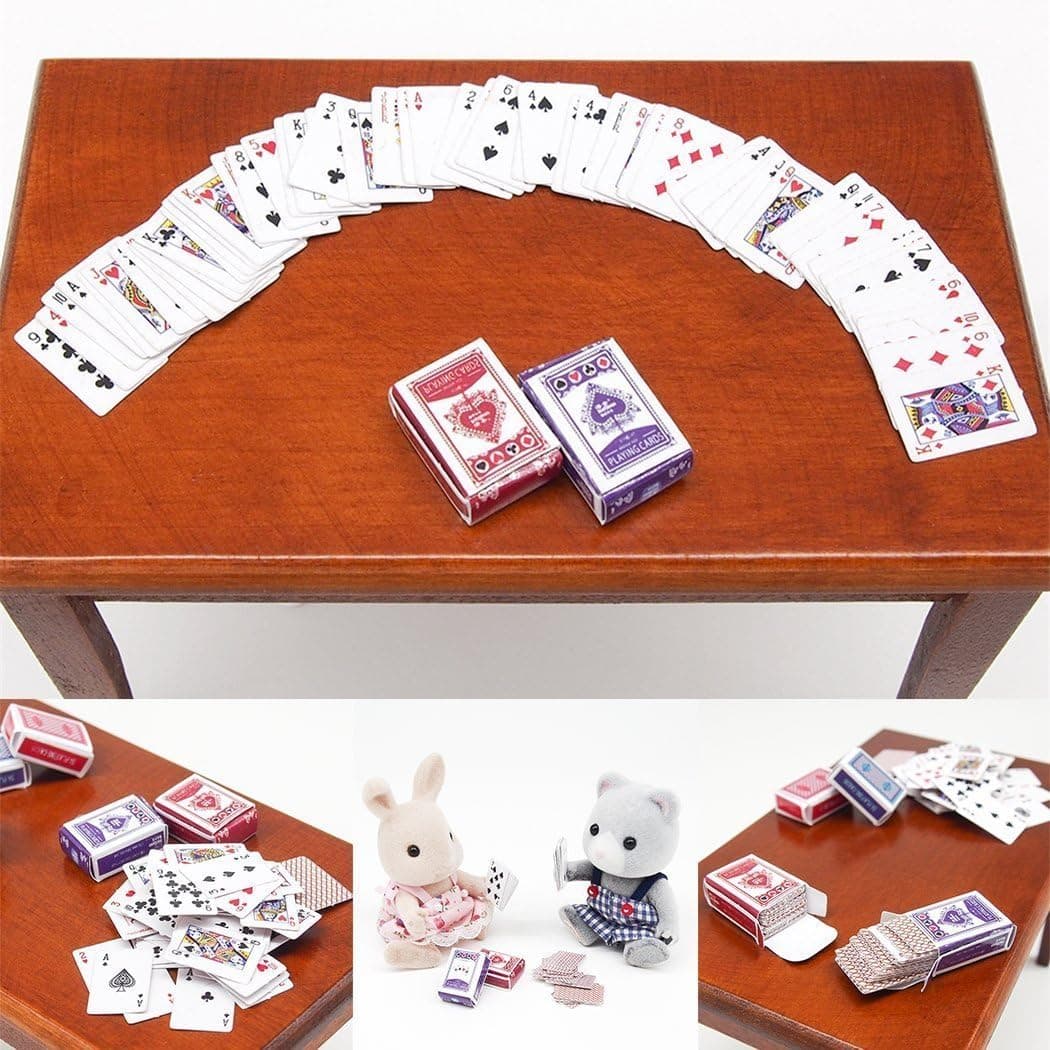 Odoria 1/12 Miniature Playing Cards 2 Sets in 1 Pack Dollhouse Decoration Accessories