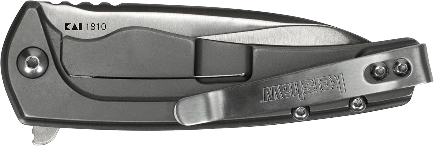 Kershaw Intellect Pocket Knife (1810) 3 In. 8Cr13MoV Steel Blade, Steel Handle with Titanium Carbo-Nitride Coating, Features SpeedSafe Assisted Opening with Flipper and Reversible Clip, 3.7 oz