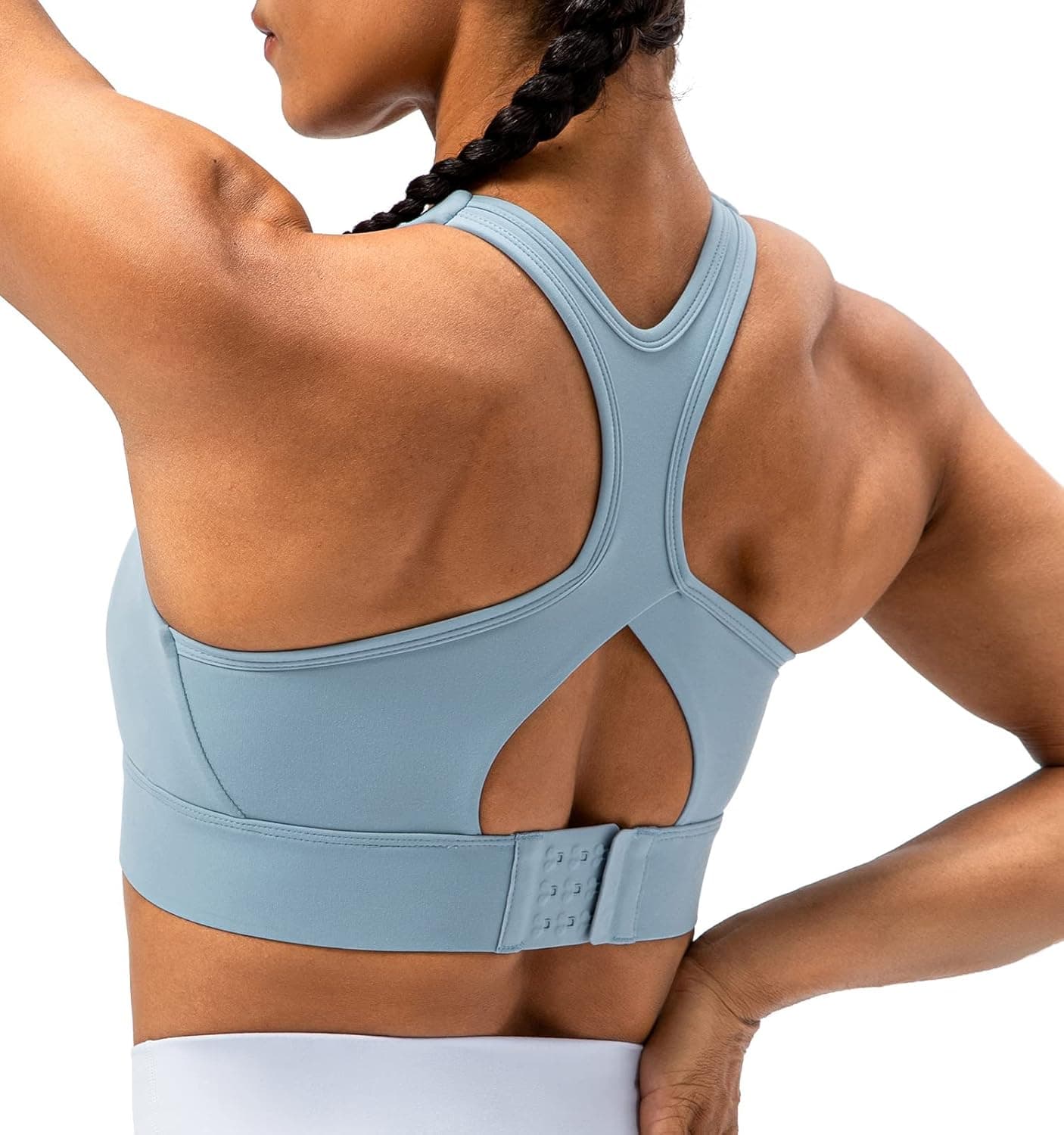 Lavento Women's Racerback Sports Bra Hook-and-Eye Closure High Impact Running Training Bras Top