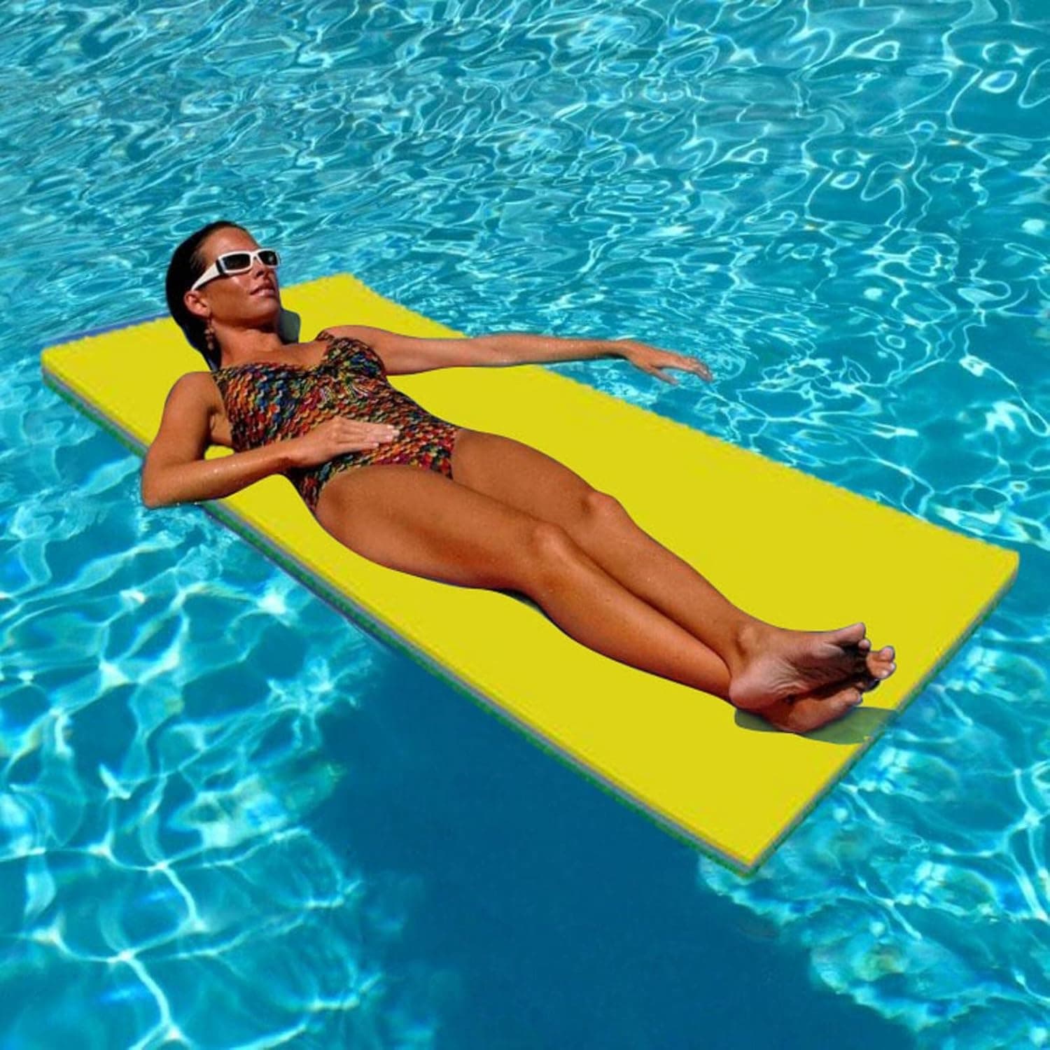 Daina 70.8x23.6x1.3 Inch Floating Water Pad Durable Foam Mat,Floating Mats For The Water, Tear-Resistant Mat, Roll-up Island Pool Lake Recreation And Relaxing, Yellow