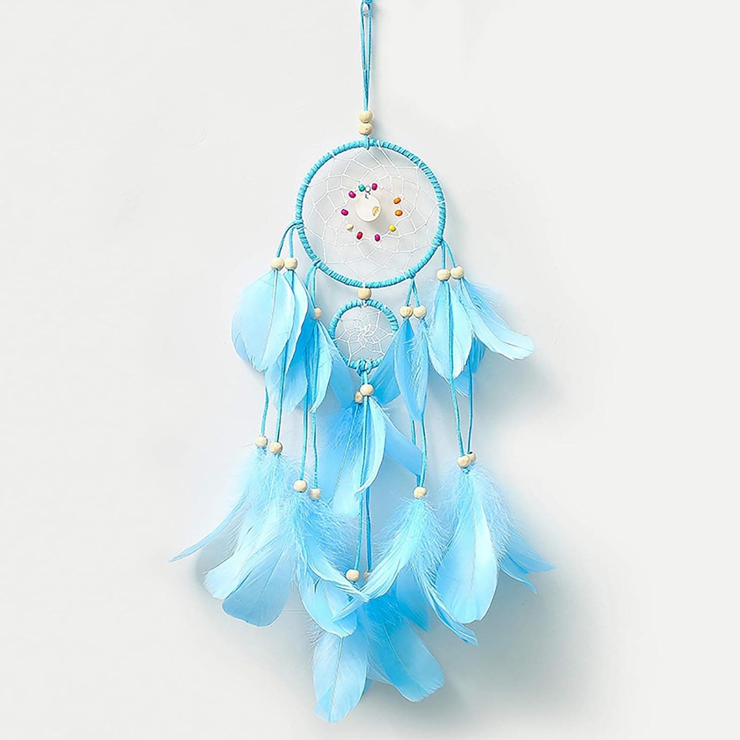 N / A Dream Catcher, Girl Bedroom Dream Catcher - Light Dream Catcher Manual Traditional Feather Dream Chaser Wall-Mounted Home Decor Wedding Party Decoration Craft Gift (Blue)