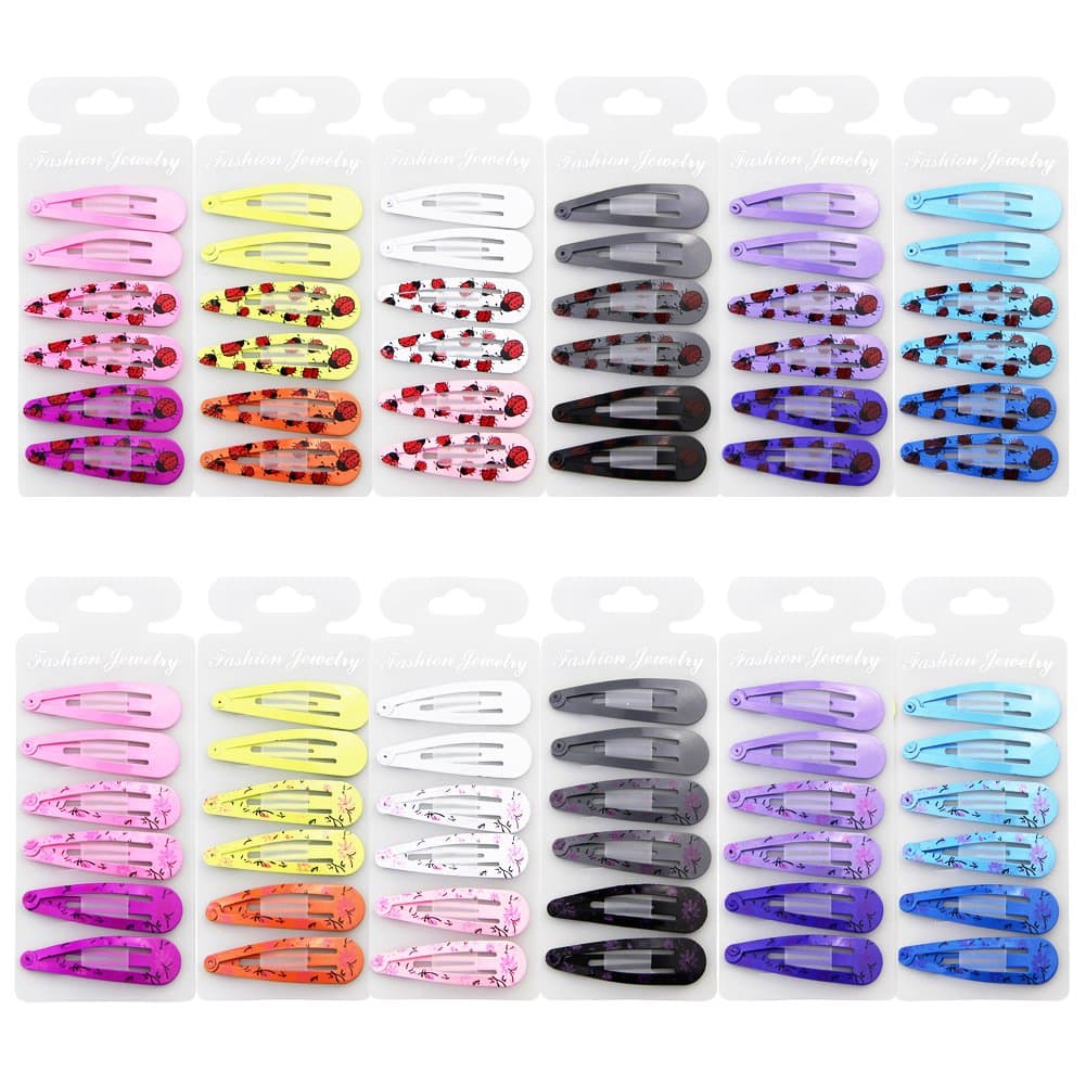 QtGirl Snap Hair Clips 72pcs 2" No Slip Metal Hair Clip Barrettes for Baby Girls Toddlers Kids Women Accessories in Pairs