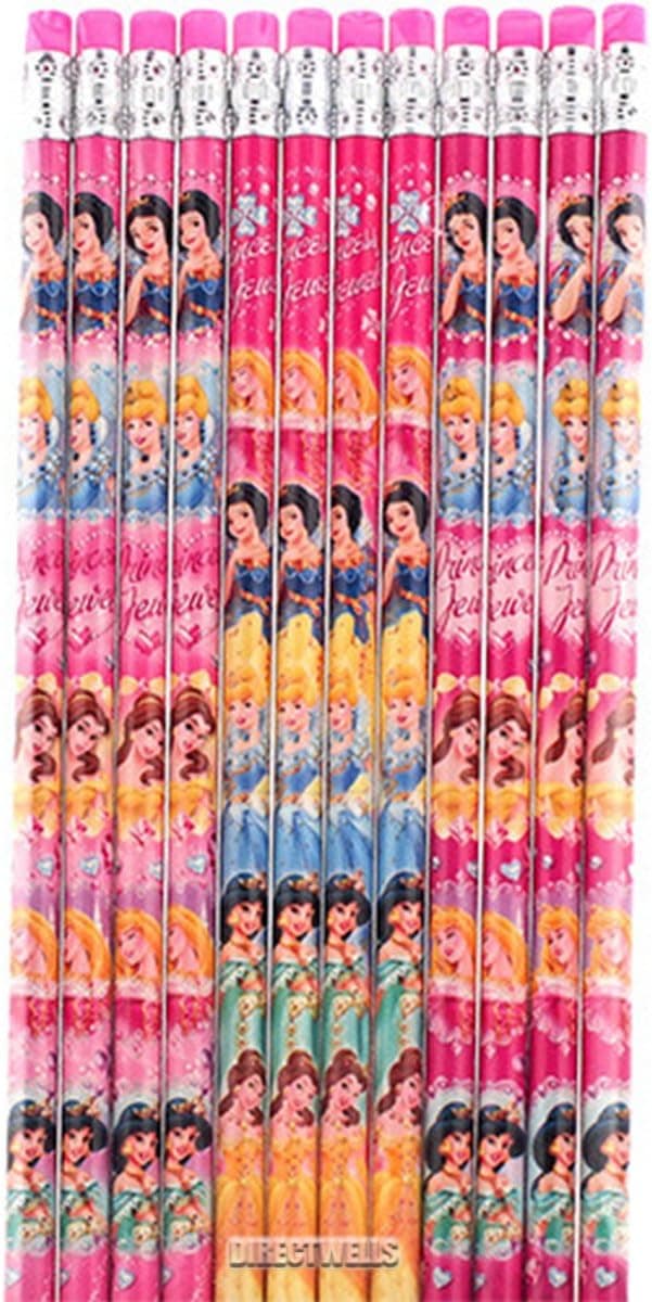 Disney Princess Authentic Licensed 12 Wood Pencils Pack