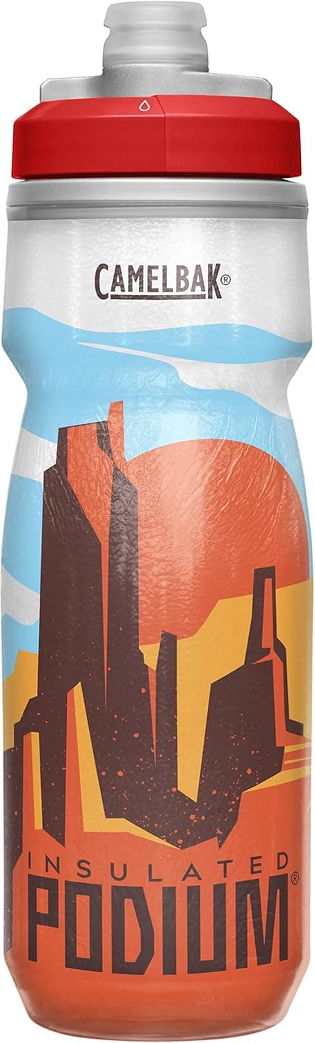 CamelBak Podium Chill Insulated Bike Water Bottle - Easy Squeeze Bottle - Fits Most Bike Cages - 21oz, Desert