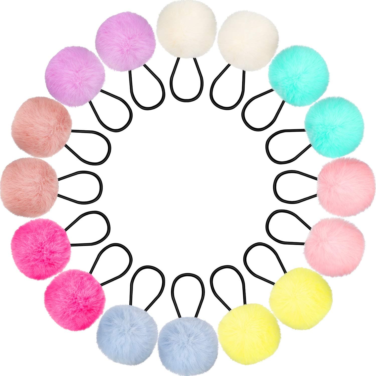 Pom Pom Hair Ties Pom Ball Elastic Hair Band Fur Ball Scrunchy Fluffy Ponytail Holders for Women Girl Kids Hair Accessories