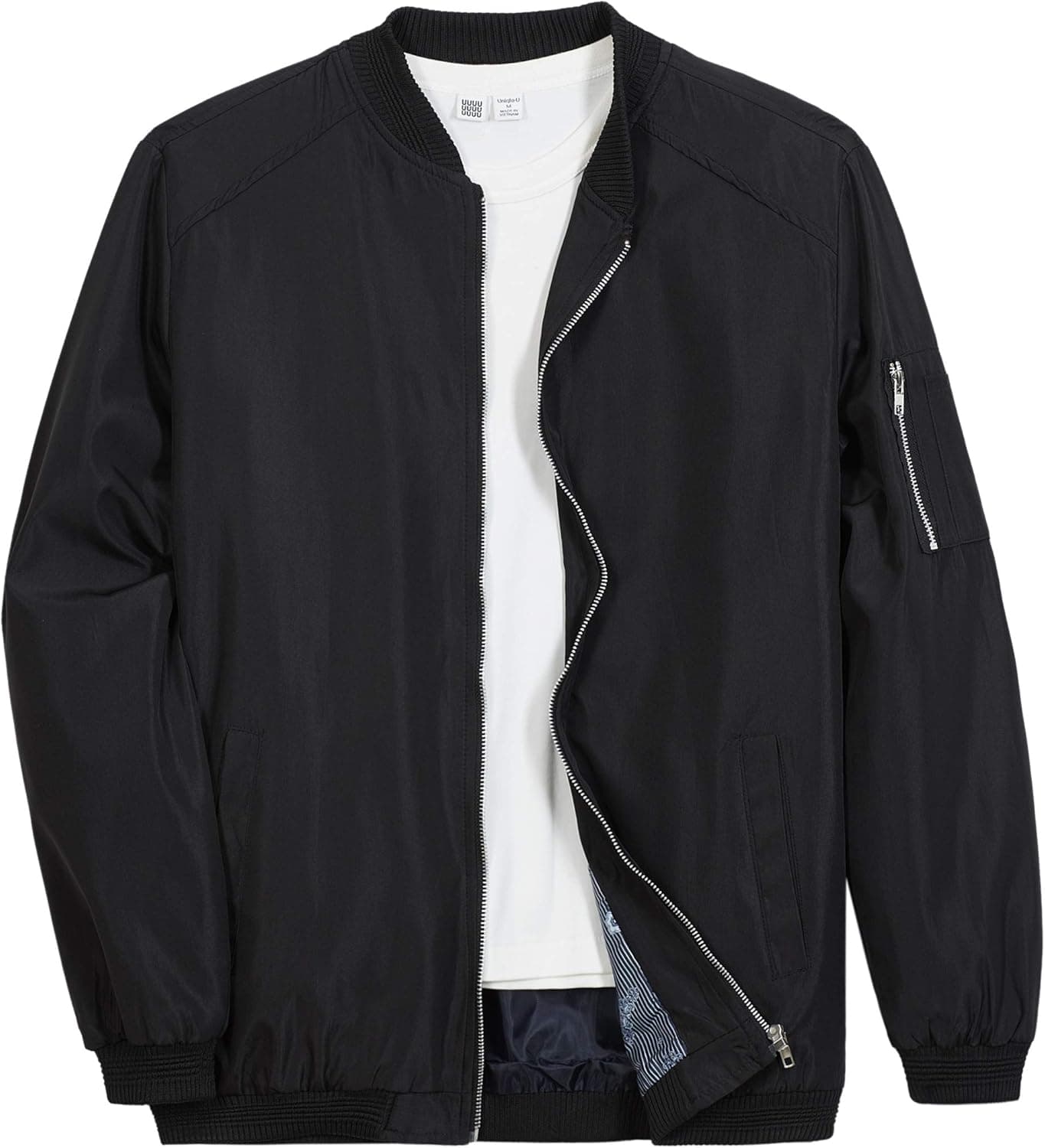 Mens Bomber Jacket Lightweight Casual Coat Slim Varsity Letterman Jacket Long Sleeves