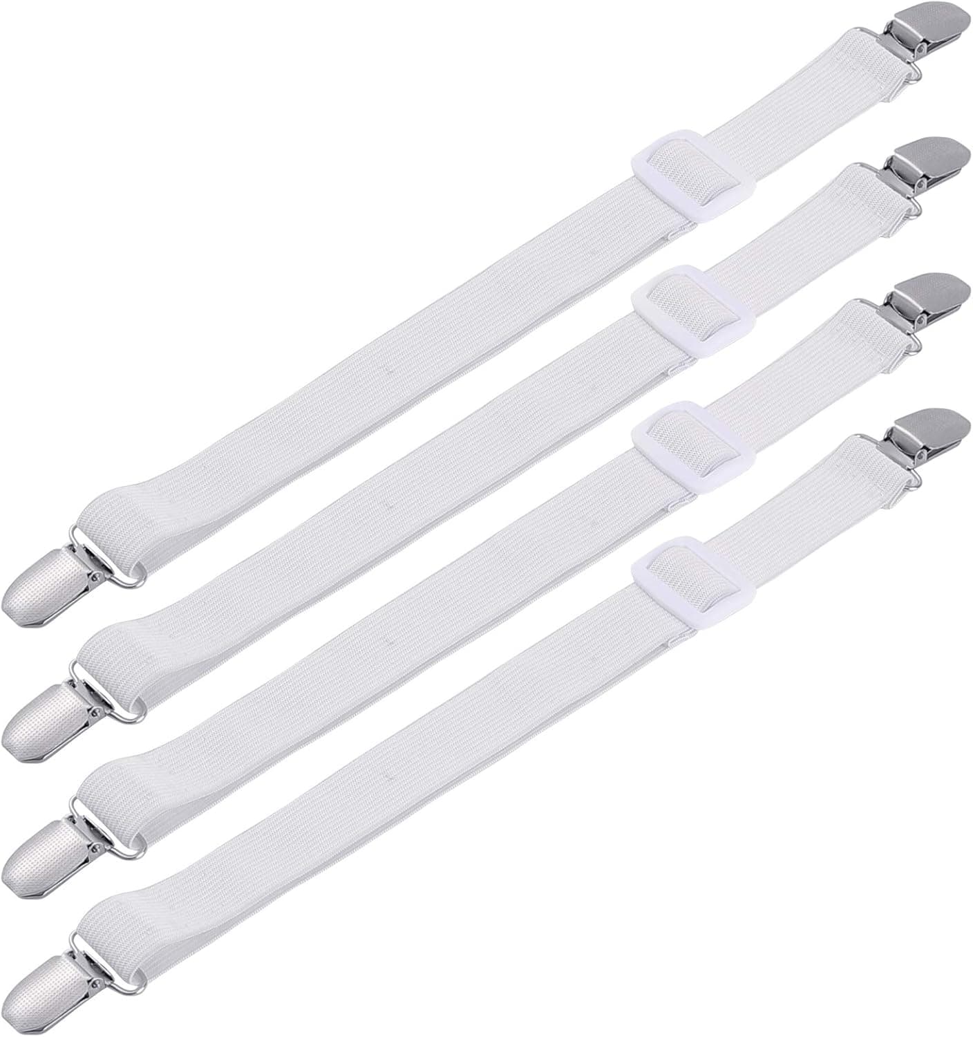 Geria 8-Piece Bed Sheet Clips,Adjustable Elastic Bed Corner/Mattress Sheet/Couch mat/Straps/Crib/Ironing Board Sheet Fasteners(White)