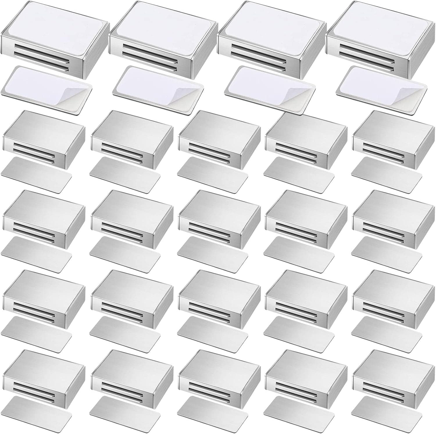 24 Pcs Cabinet Magnetic Catch Adhesive Magnetic Door Catch Strong Cabinet Door Magnet Latch Kitchen Magnetic Latch Stainless Steel for Cupboard Magnetic Closure Closet Door Closing Drawer