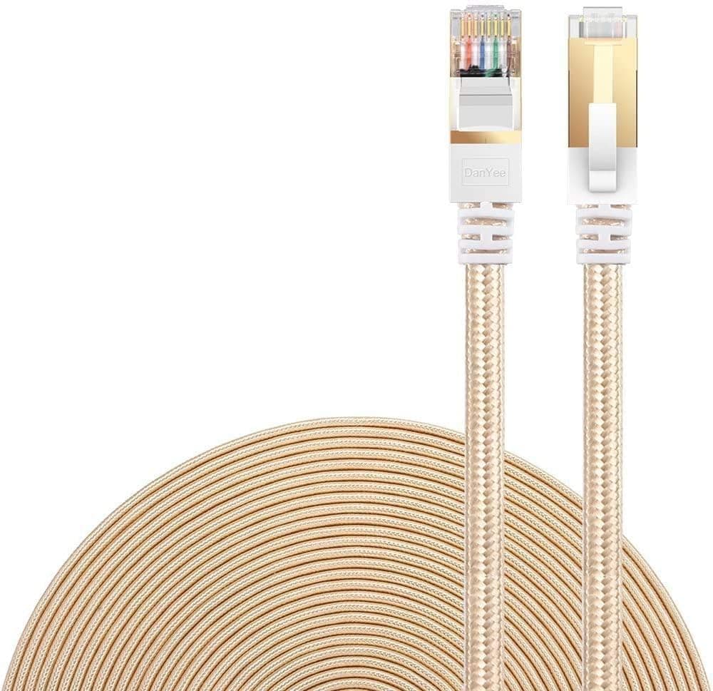 DanYee Cat 7 Ethernet Cable, Nylon Braided 6.5ft CAT7 High Speed Professional Gold Plated Plug STP Wires CAT 7 RJ45 Ethernet Cable 3ft 10ft 16ft 26ft 33ft 50ft 66ft 100ft (Gold 6.5ft)