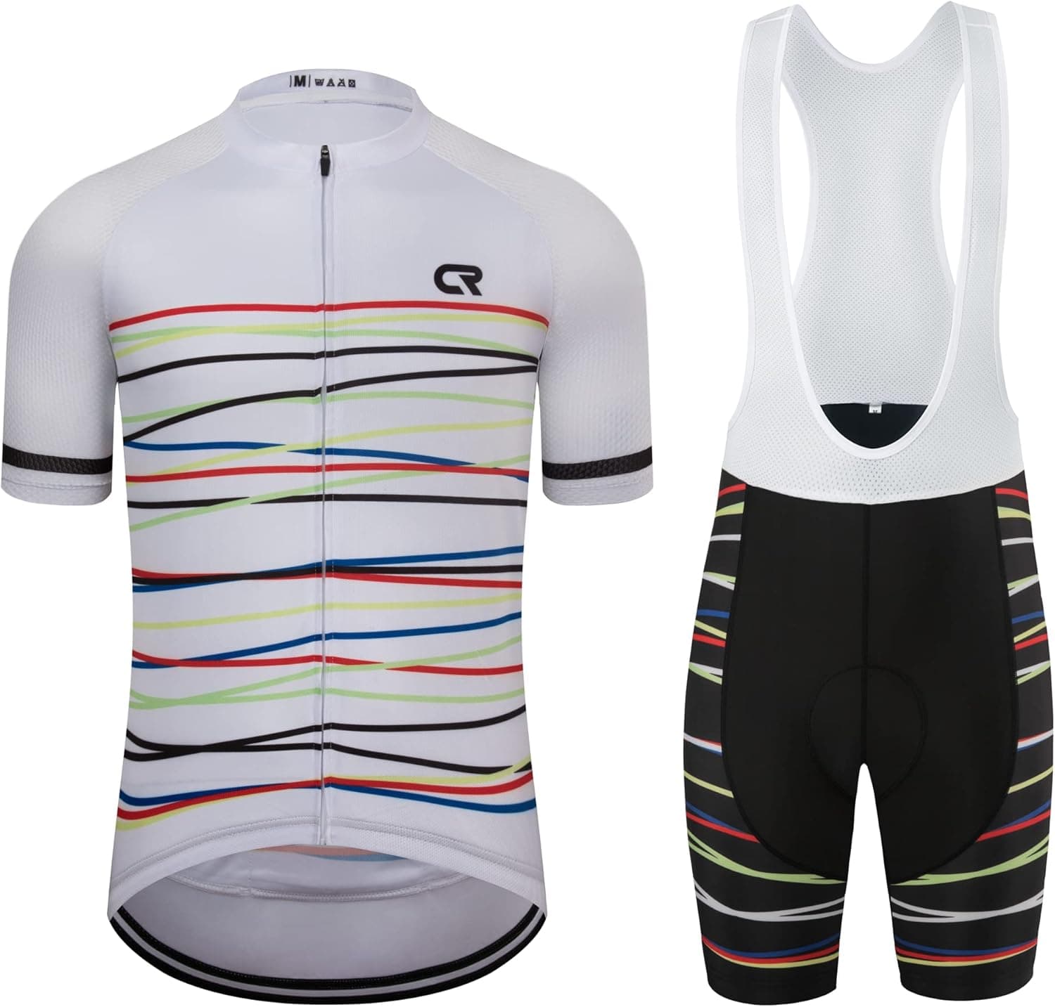 Coconut Ropamo CR Men's Cycling Jersey Set Road Bike Jersey Zipper Pocket Bib Shorts with 4D Padded Cycling Clothing Set