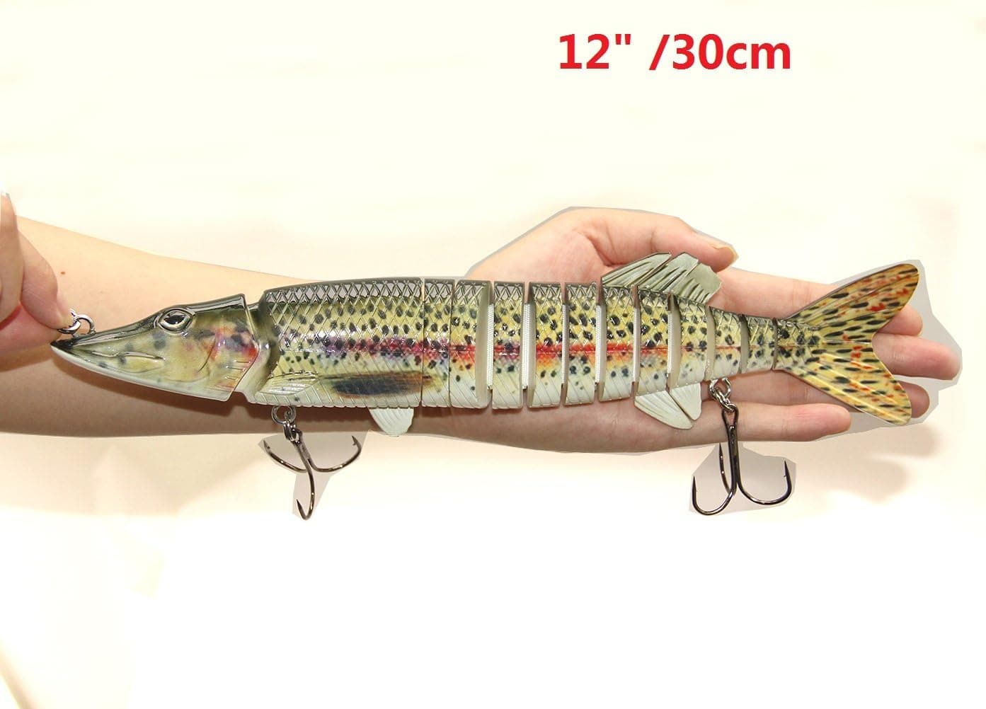 Discover Fish 12"/30cm Huge Pike Muskie Multi Jointed Fishing Lure Bait Life Like Swimbait Pike Muskie Deepsea