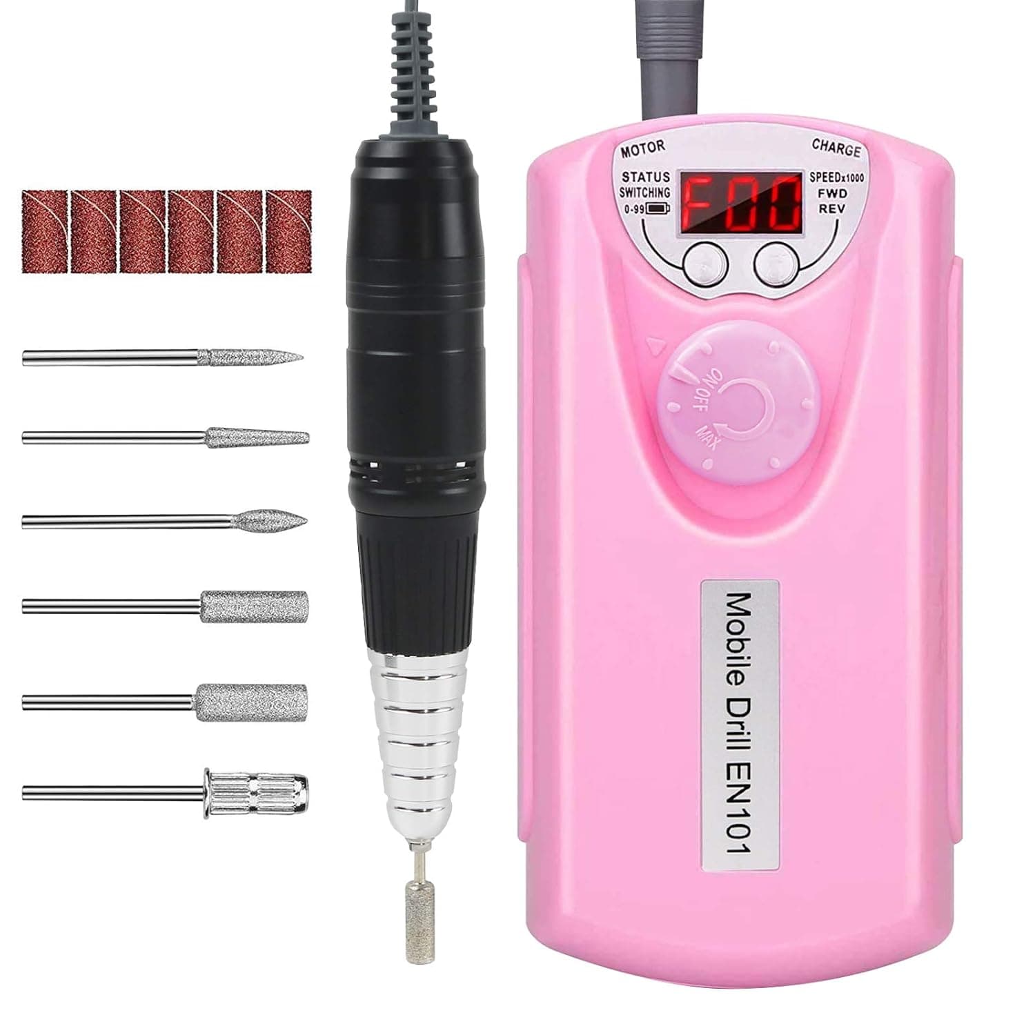 Gelpal 30W 30000RPM Rechargeable Cordless Nail Drill Machine with 2200mAh Battery, Professional Portable Electric Efile Nail Drill Kit Sets for Acrylic Nails Polish Manicure Pedicure (Pink)