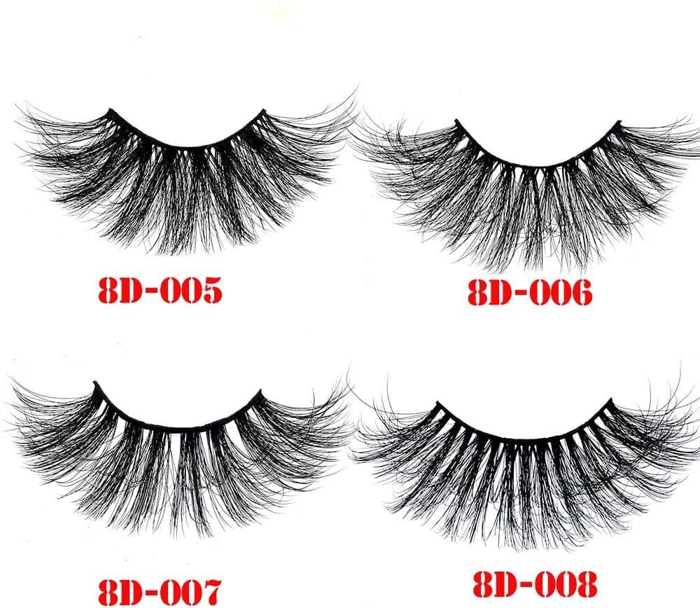 Aonokey 7 Pairs Halloween 25mm False Eyelashes 8D Dramatic Long Wispies Fluffy Eyelashes Multilayered Handmade Eye Makeup Tools (8D-008)