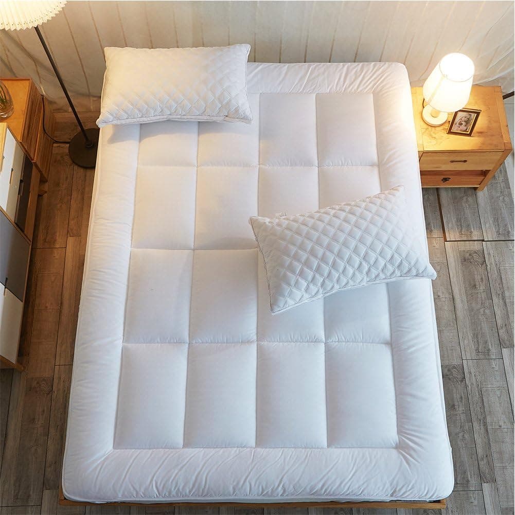 Shilucheng King Mattress Pad Cover Fit 8"-23" Deep Pocket Mattress Pillowto Cooling Mattress Topper Reduce Memory Foam Mattress Heat -Soft Comfortable