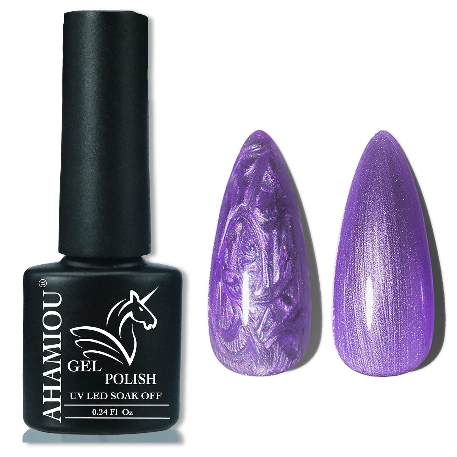 AHAMIOU Pearl Gel Nail Polish Shimmer Mermaid Nail Gel Glitter Drawing Gel Polish Soak Off UV Gel for Salon Home DIY Manicure Use (Purple)