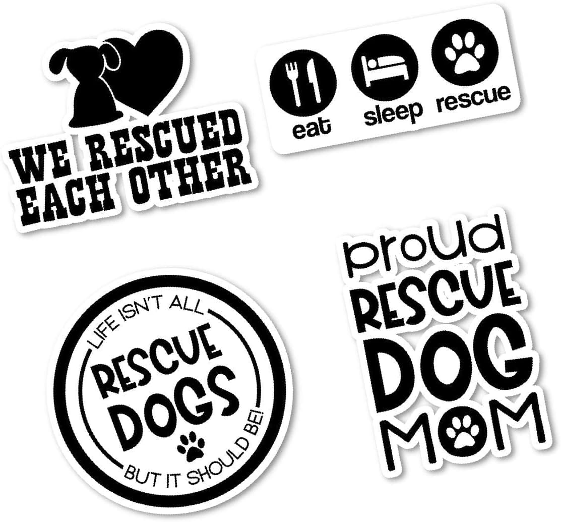 Dog Rescue Mom Sticker Pack I Love Dogs Stickers - 4 Pack - Laptop Stickers - for Laptop, Phone, Tablet Vinyl Decal Sticker (4 Pack) S210844