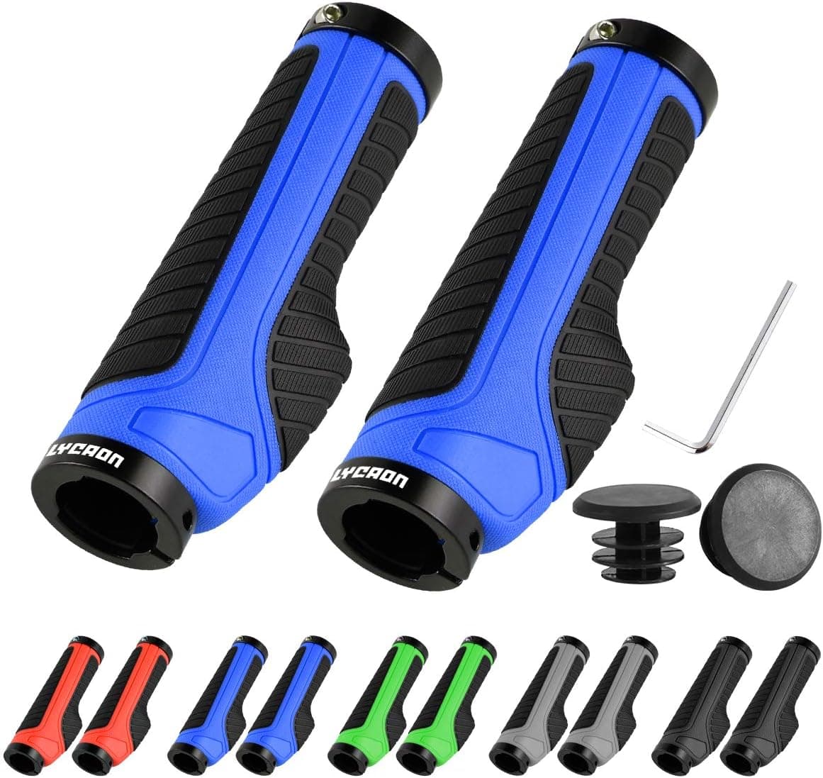 LYCAON Bike Bicycle Grips (Color-Blocking) Anti-Slip Bicycles Bikes Handlebar Grips Fits MTB/BMX/Mountain/Downhill/Foldable/Urban Bicycles/Scooter