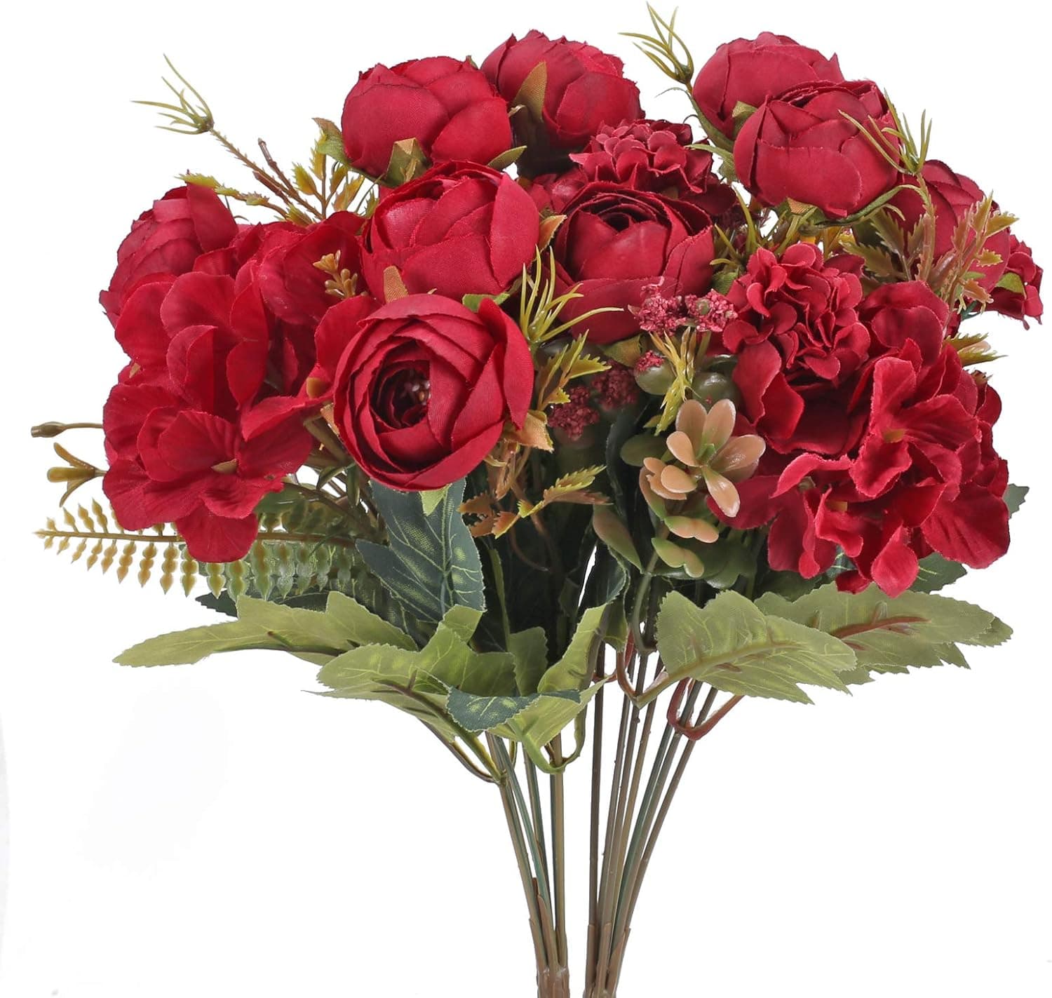 NAHUAA 2pcs Artificial Flowers Fake Silk Rose Bouquet Fall Floral Faux Hydrangea Flowers for Indoor Vase Home Kitchen Garden Arrangements Table Centerpieces Decoration