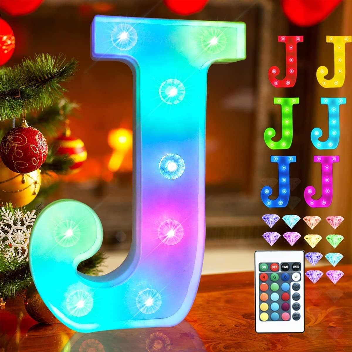 Colorful Marquee Light Up Letters with Remote Control Color Changing Light Up Letters Sign 16 Colors Lighted Letter with Lights for Home Wall Girls Bedroom Decor Christmas Wedding Birthday Party-J