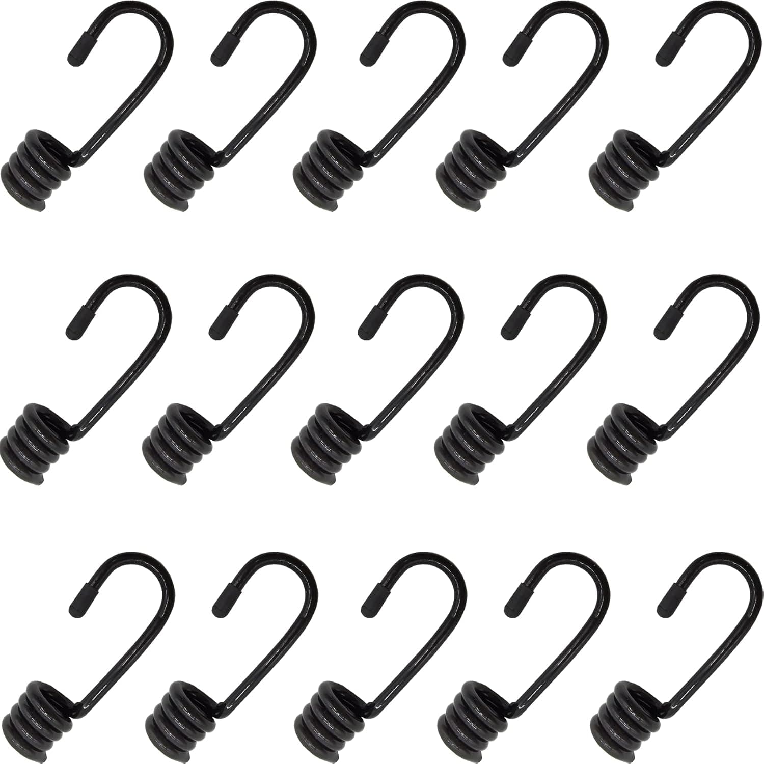 YOOHUA 15PCS 3/8 Inch Plastic-Coated Bungee Shock Cord Hook Spiral Wire Hooks End for Elastic Rope Strapping Tape (Without Bungee Cords)