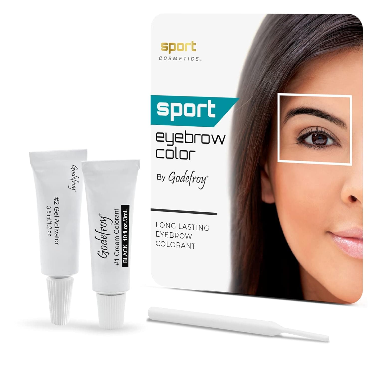 Sport Cosmetics Eyebrow Color For Women, 20 Application Kit, Natural Black