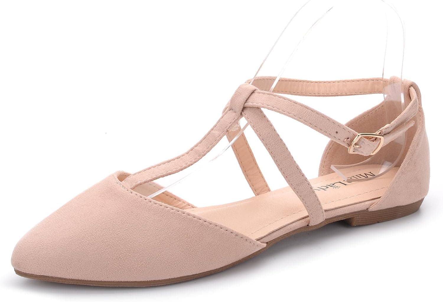 Mila Lady Laurel Womens Pointed Toe Ankle Strap T-Strap D'Orsay Dress Flats Shoes
