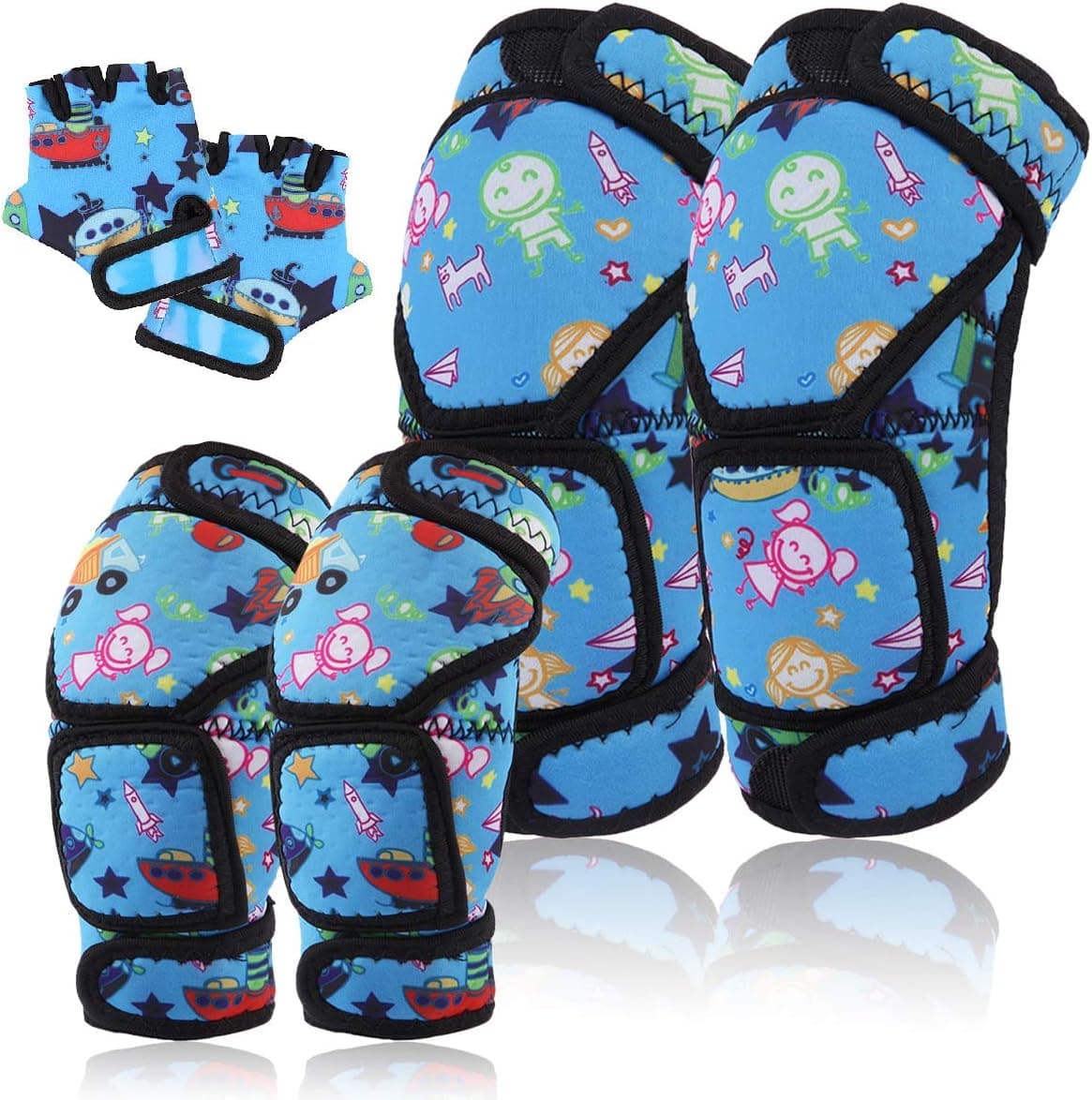 Wemfg Kids/Youth Protective Gear Set, Knee Pads Elbow Pads Wrist Guards Set for Kids Toddler Youth 3-15 Years for Roller Skates Cycling BMX Bike Skateboard Inline Skatings Scooter Riding Multi-Sports