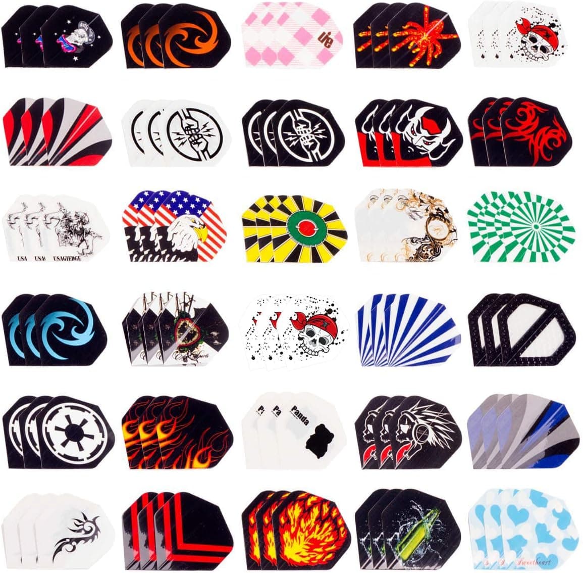 90pcs/30 Sets Durable Pattern Standard PET Aluminum Dart Flights for Steel Soft Tip Darts Set Accessories Equipment Supplies for Dart Games