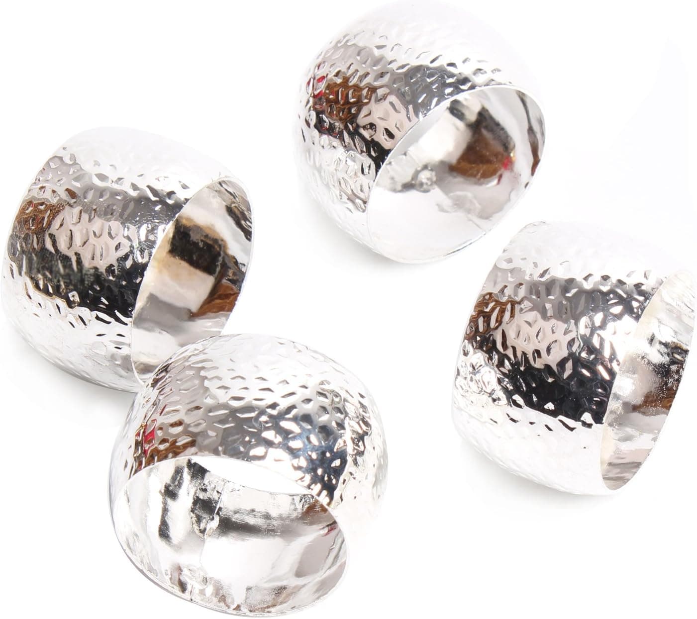 MINGLI Napkin Ring for Weddings Dinners Parties or Everyday Use Set of 4 (Sliver)