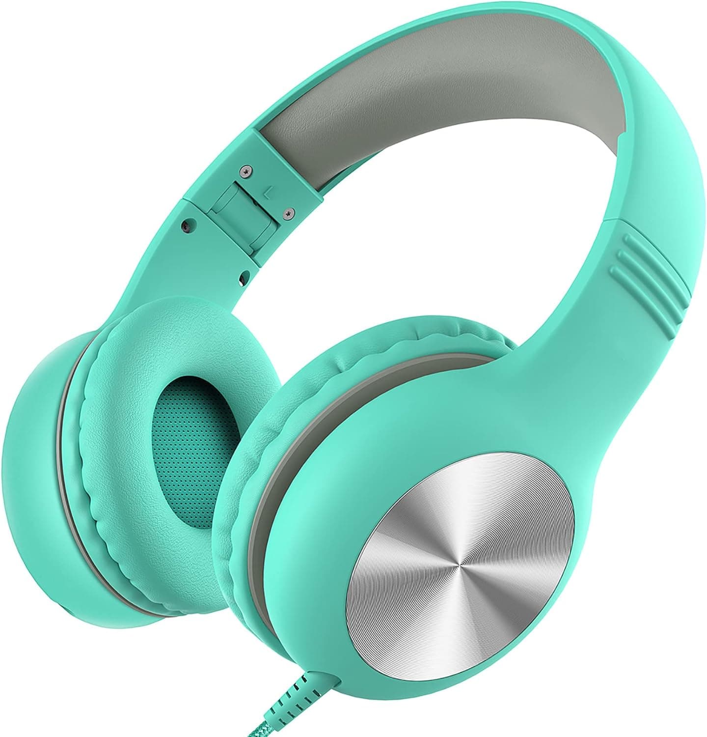 Flavocal Kids Headphones for School, Headphones for Kids with Microphone, Adjustable & Foldable, Wired Kids Headphones for Children Teens Travel School Online Learning Tablet, Green